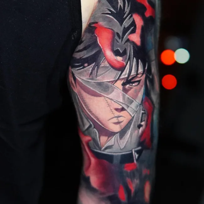 Anime Tattoo Krieger am Oberarm – Andres, Prime Ink Bremen
