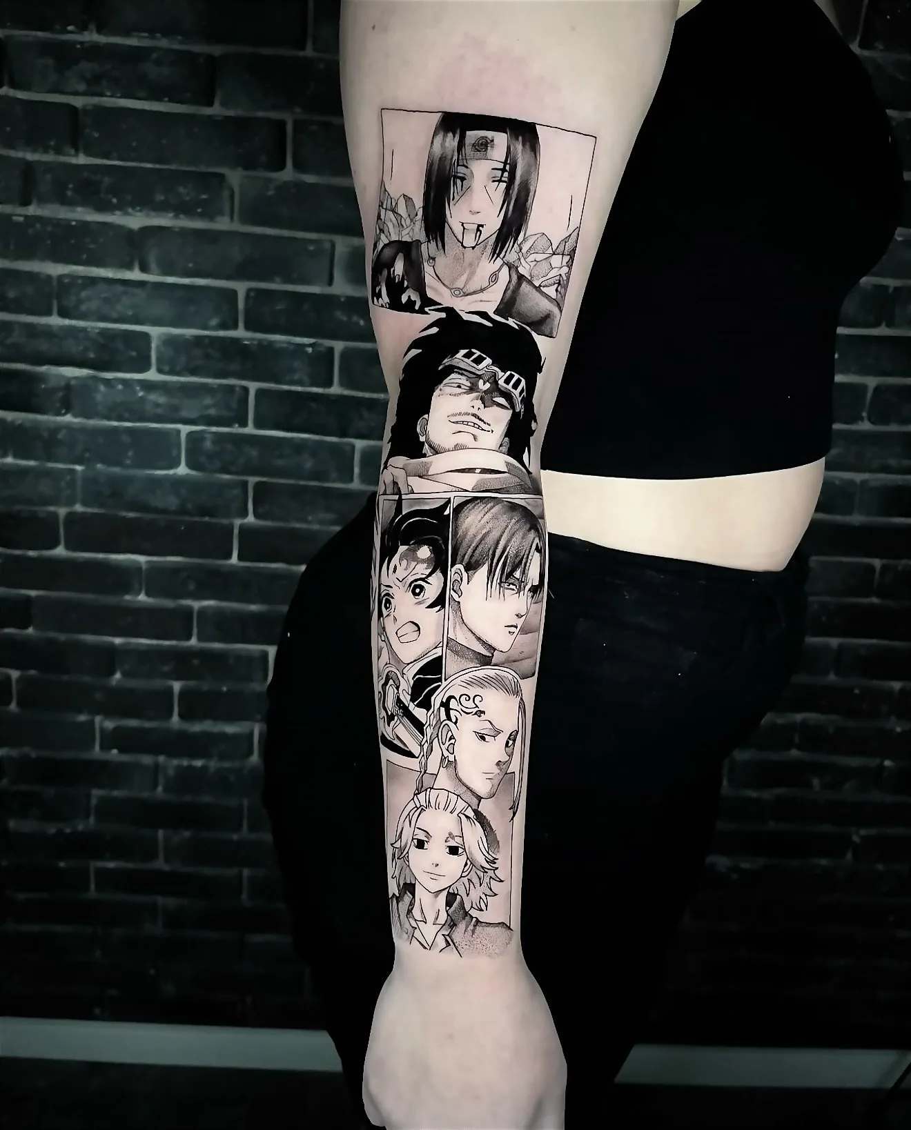 Anime Tattoo Manga-Panels als Sleeve am Arm – Prime Ink Bremen